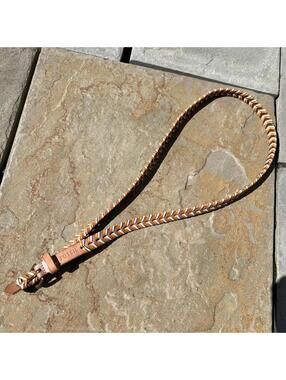 Y2K Fossil Tan/Cream/Brown Leather Woven Western Belt